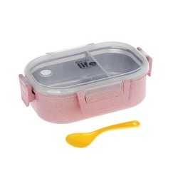 FOOD CONTAINERS WITH PARTITION 900ML (PINK COLOR)
