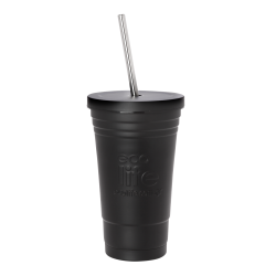 THERMOS CUP WITH STRAW 480ML (BLACK COLOR) 