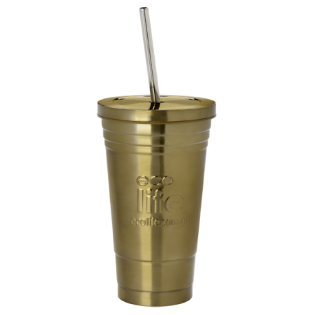 THERMOS CUP WITH STRAW 480ML (BRONZE COLOR) 