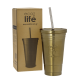 THERMOS CUP WITH STRAW 480ML (BRONZE COLOR) 