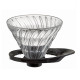 GLASS COFFEE DRIPPER V60 NO2 BLACK (NO SPOON - NEW BOTTOM)