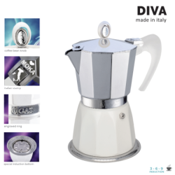 ESPRESSO MOKA MAKER DIVA 3 CUPS INOX-WHITE 