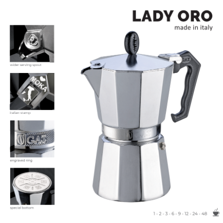 ESPRESSO MOKA MAKER LADY ORO 2 CUPS INOX 