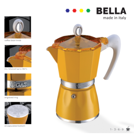 ESPRESSO MOKA MAKER BELLA 3 CUPS YELLOW 