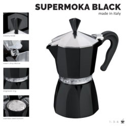 ESPRESSO MOKA SUPERMOKA 3 CUPS BLACK 